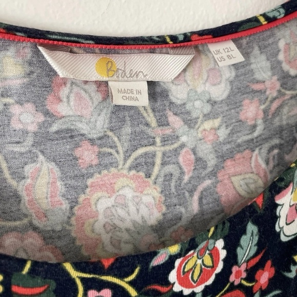 Boden Amelie Floral Long Sleeve Midi Dress, Empire Waist Navy - Picture 7 of 10